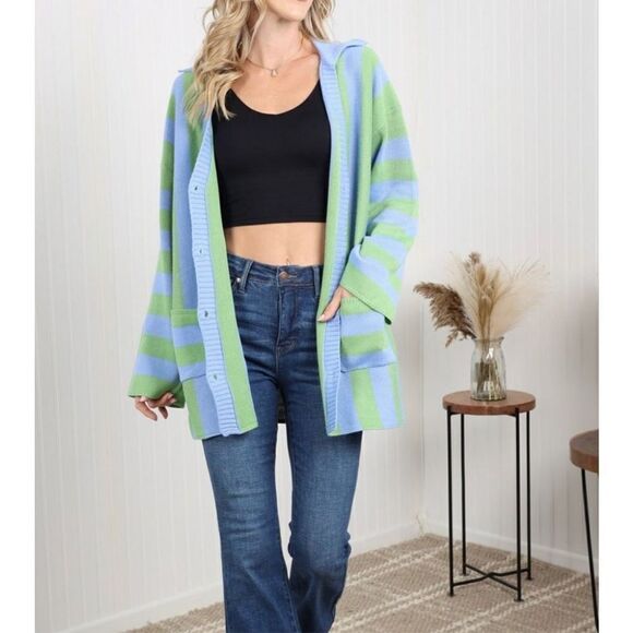 Petal Dew Striped Button Up Cardigan NWT Size Med - Picture 7 of 7